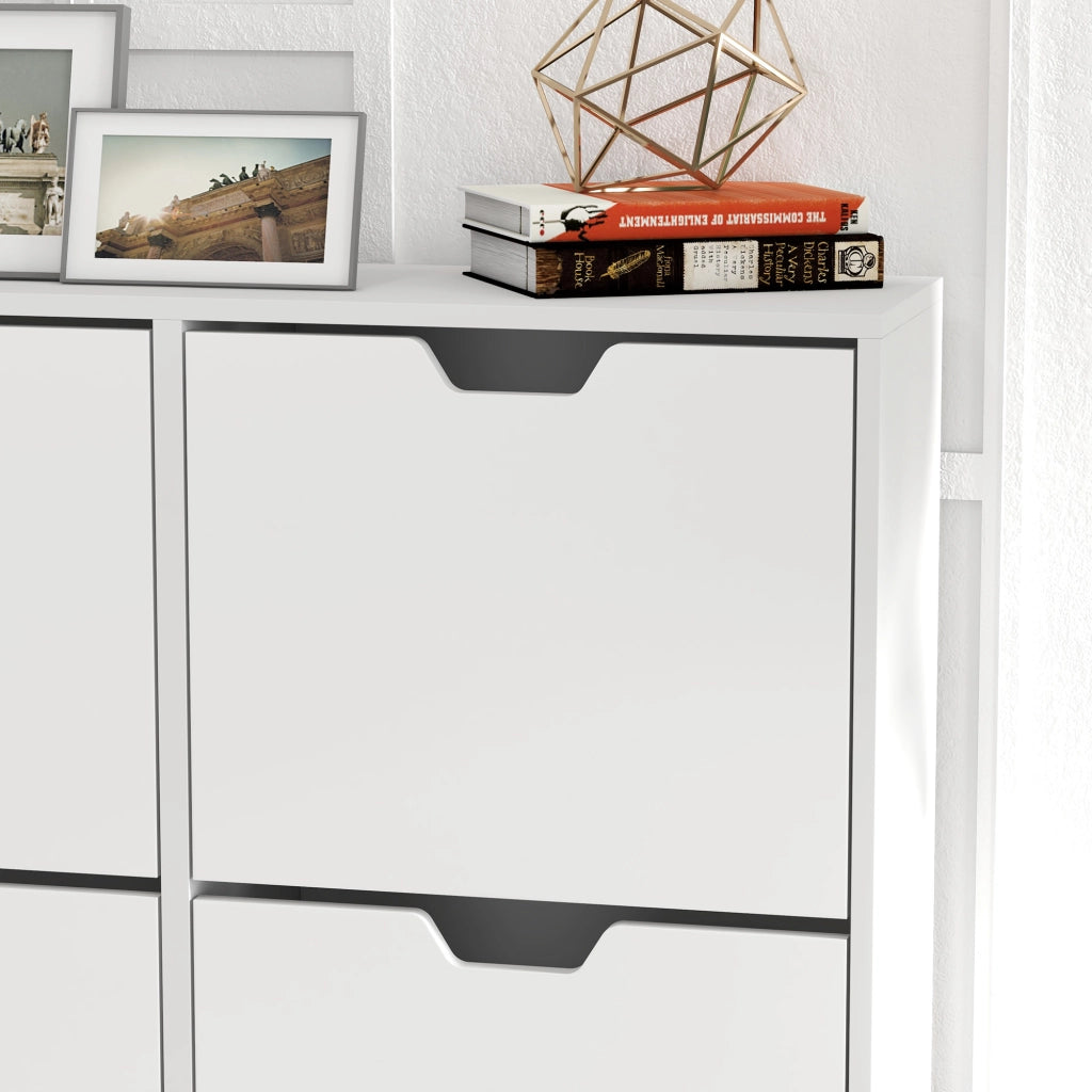 Scarpiera Slim con 4 Ante Abatibili ¨C Xylo ¨C Legno Bianco 95x26x95cm 16 Paia