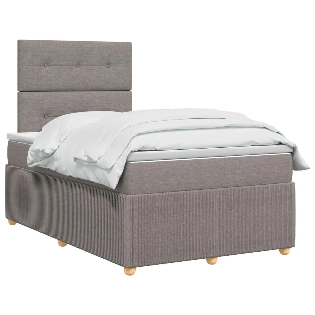 Letto Box Spring LED con Materasso Tortora 120 x 200 cm Tessuto 3455836