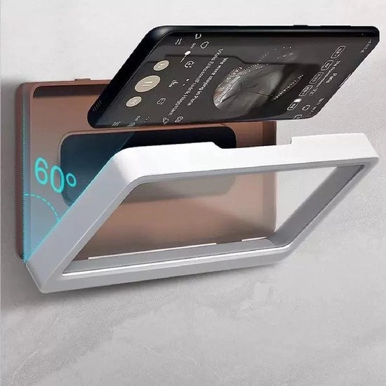 Oggetto di supporto per doccia acqua resistente - supporto per telefono da bagno - supporto per telefono da appendere - adatto per 6,8 pollici - materiale ABS - inclusa etichetta adesiva
