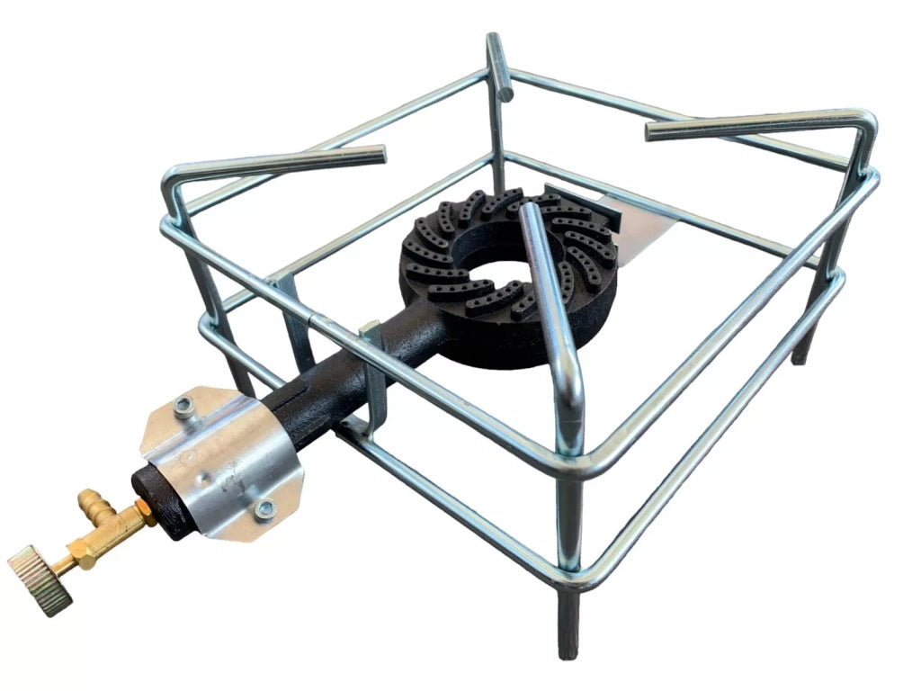 Fornellone a Gas GPL in Acciaio Cromato per Cucina, Campeggio, Giardino e Barbecue, Regolabile 40x40 cm