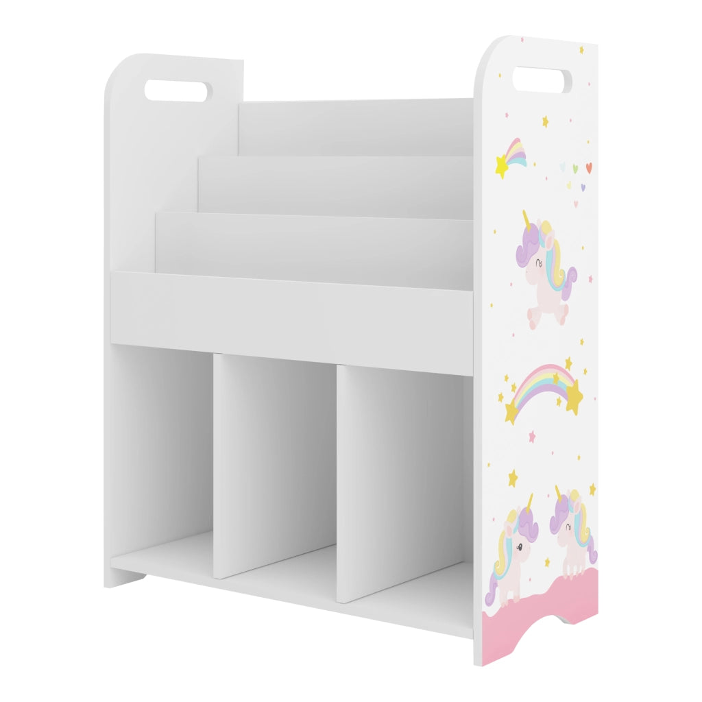 Scaffale per Cameretta Røyrvik Mobile per Libri Giochi 75x62x29 cm Unicorno [en.casa]