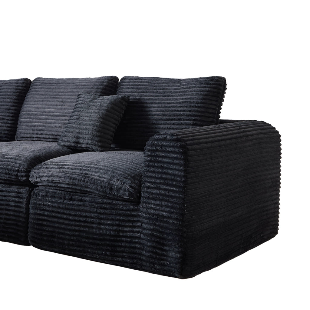 Divano modulare 3-in-1 3 moduli; in corduroy nero e blu