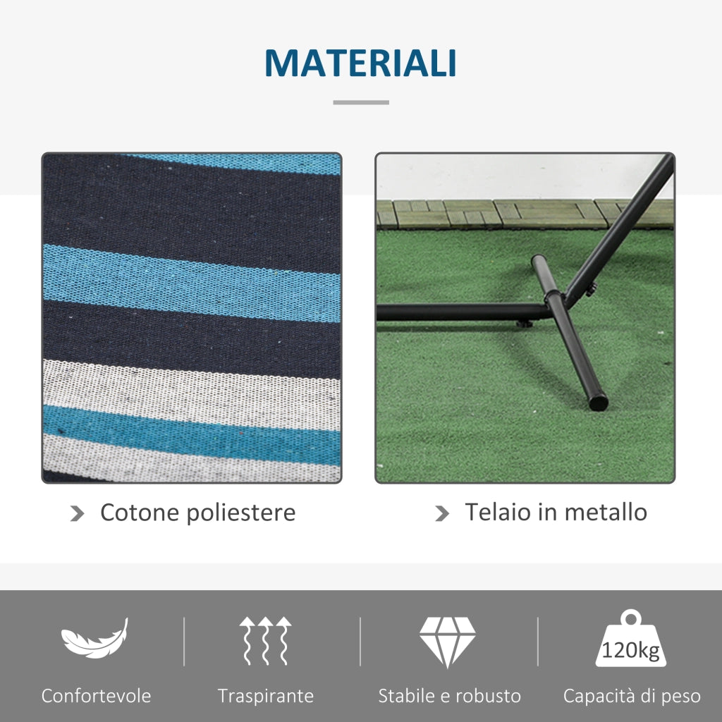 Amaca Autoportante con Supporto 298x117x105 cm Altezza Regolabile e Borsa di Trasporto in Metallo e Poliestere Bianco