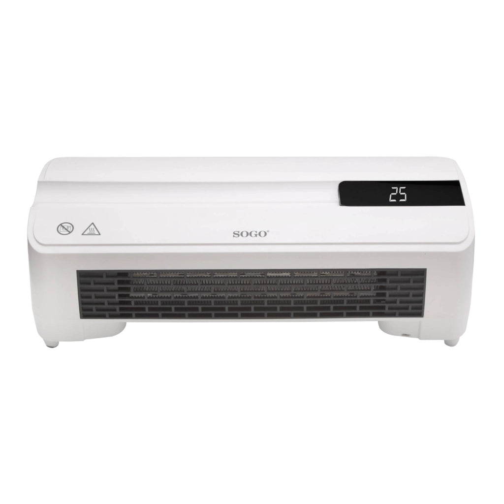 Termoventilatore da parete PTC 2000W con display LED digitale, telecomando, timer 7 giorni, termostato elettronico - SOGO