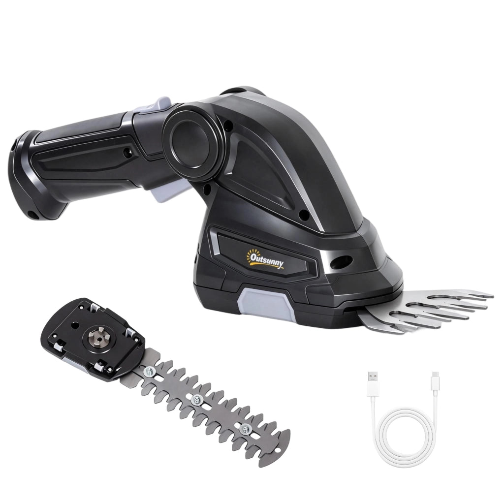 Forbici Elettriche 2-in-1 per Siepi e Arbusti ¨C Xylo ¨C 2 x 7,2V 2,0Ah Batteria Ricaricabile, 2 Lame Intercambiabili, Nero