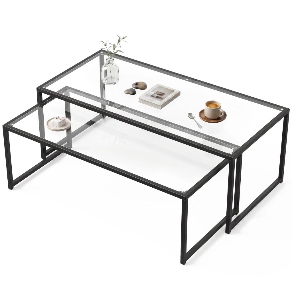 Tavolino da caff¨¨ ¨C Minimal ¨C Nero + Trasparente