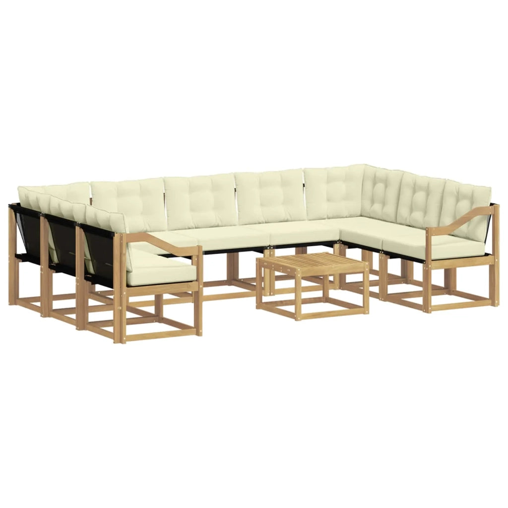 Set di divani da esterno 10 pz Bianco e Crema 3389892