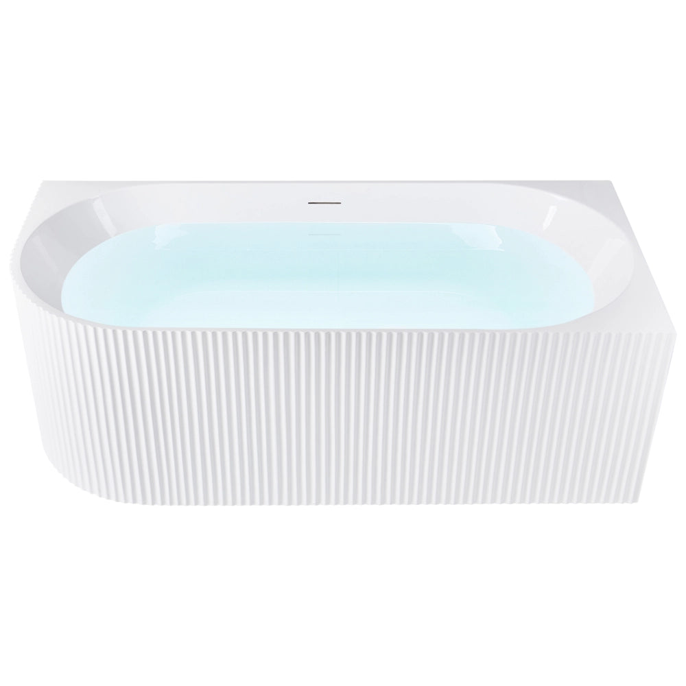 Vasca da bagno angolare sinistra in acrilico bianco opaco 170 x 80 cm Finitura scanalata Bagno in stile moderno