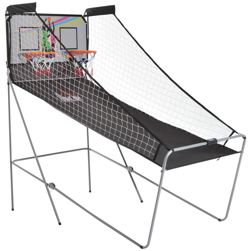 Canestro Basket Pieghevole ¨C Xylo ¨C Con Telaio in Acciaio, Rete, 4 Palloni, 205x110x205 cm