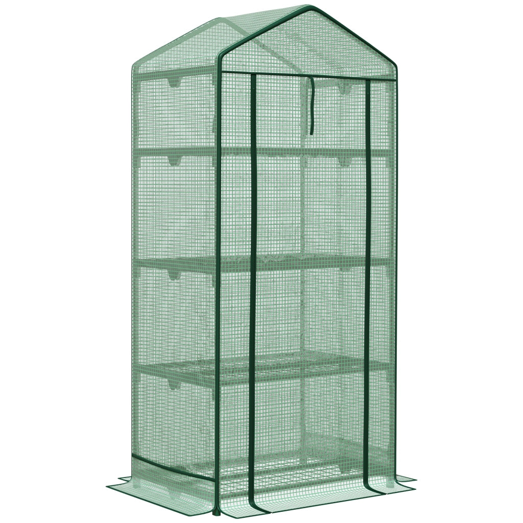 Mini serra/serra per propagazione con copertura in alluminio e 3 ripiani, porta avvolgibile, orto verde, 69 x 49 x 125 cm per gli amanti del