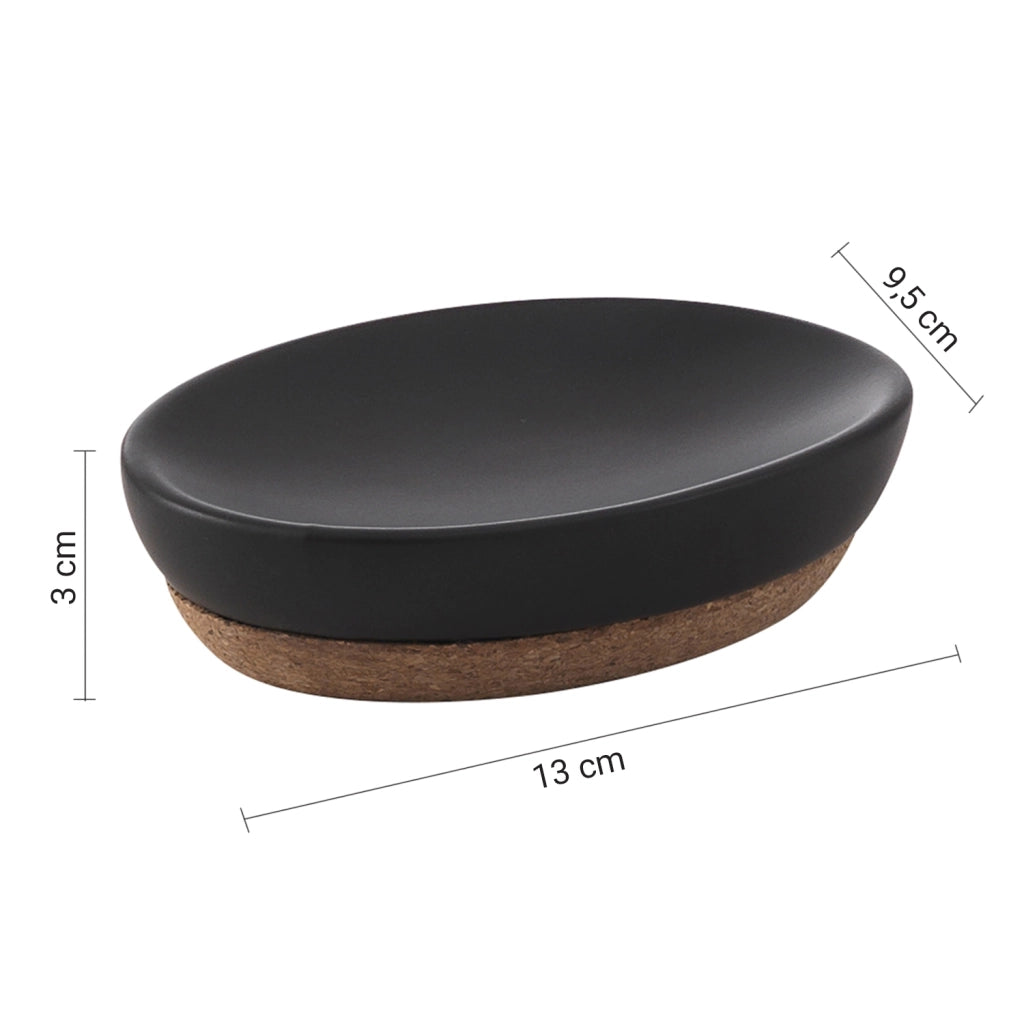 PORTASAPONE ILARY 13X10XH3CM NERO MATT E SUGHERO.
