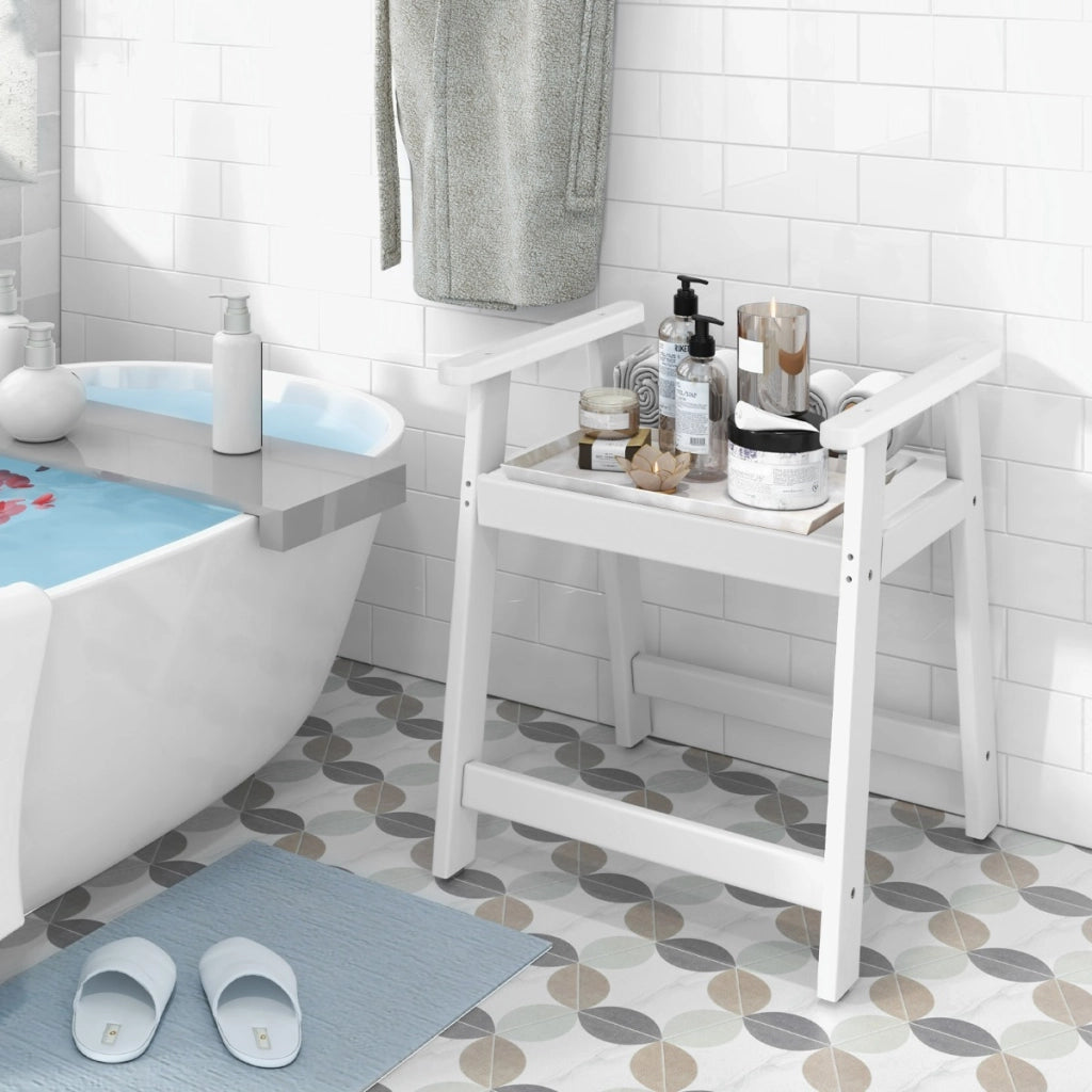 Sgabello doccia per vasca da bagno e depilazione gambe, Sgabello da bagno impermeabile con braccioli Bianco