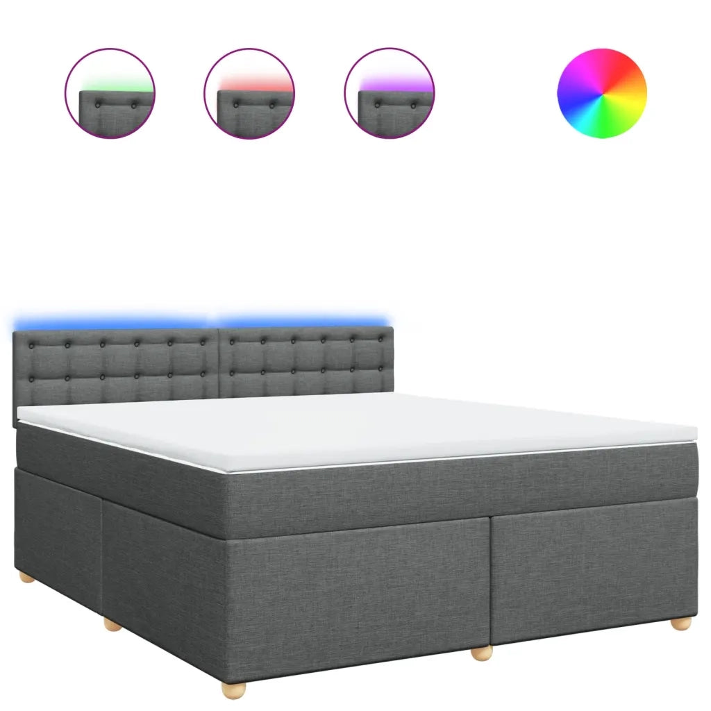 Giroletto a Molle con Materasso Grigio Scuro 180x200 cm Tessuto
