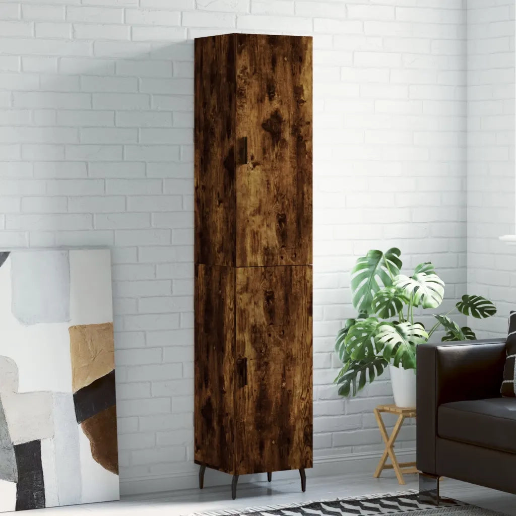 Credenza-Buffet-Armadio da cucina Rovere Fumo 34,5x34x180 cm in Legno Multistrato 207430
