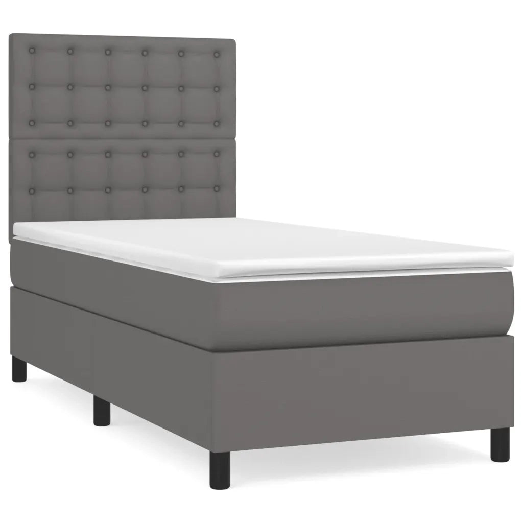 Giroletto a Molle con Materasso-Struttura Letto con Materasso Grgio 80x200 cm in Similpelle 679419