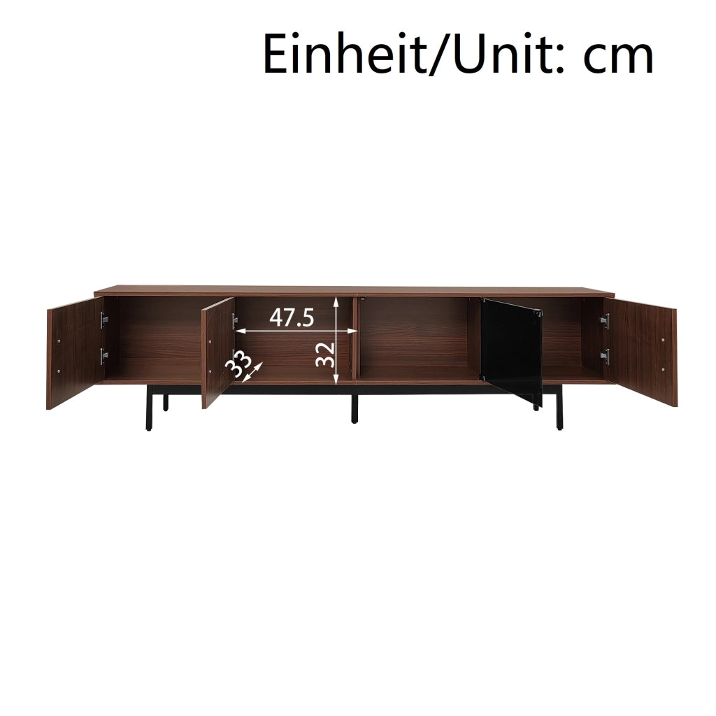 MOBILE TV 200x35x53 cm con LED Bluetooth MDF Nero e Noce
