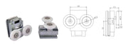 Coppia Cuscinetti Doppia Ruota Attacco Superiore Metallo Cromato Box Doccia – Ø23 mm – Foro 11 mm