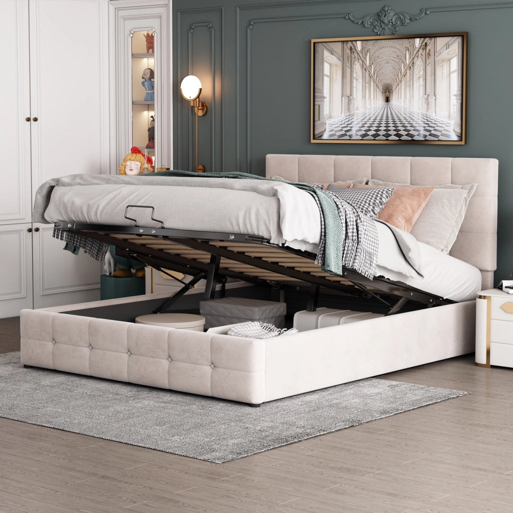 letto imbottito velluto crema 140 x 200 cm