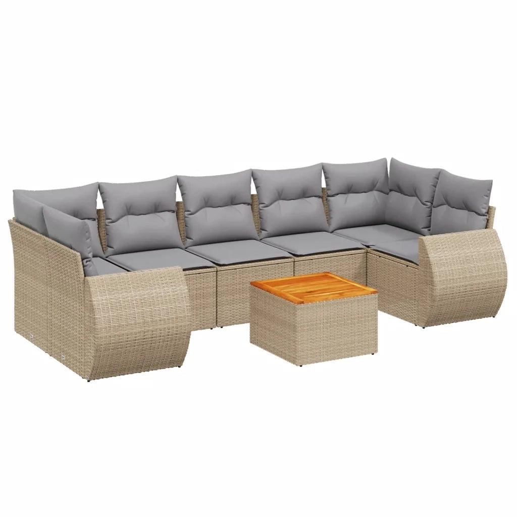 Set Divano da Giardino 8 pz con Cuscini Beige in Polyrattan 3257249