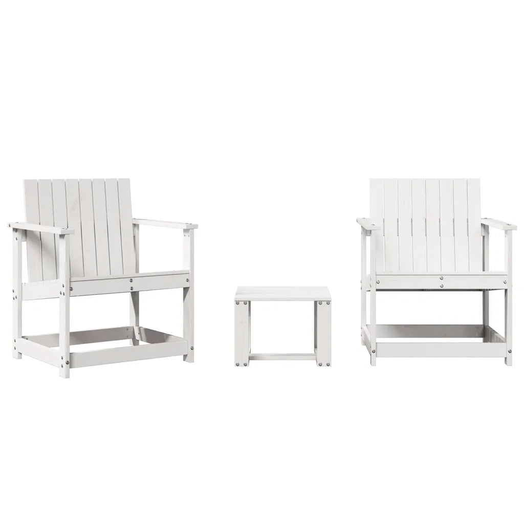 Set Salotto da Giardino 3 pz Bianco in Legno Massello di Pino 832631