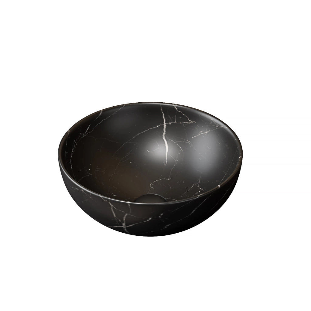 Lavabo da appoggio in ceramica nero opaco con superficie senza pori, facile da pulire