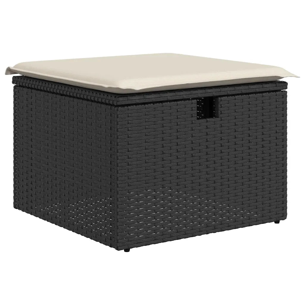Set Divani da Giardino 9 pz con Cuscini Nero Polyrattan Acacia 3328099