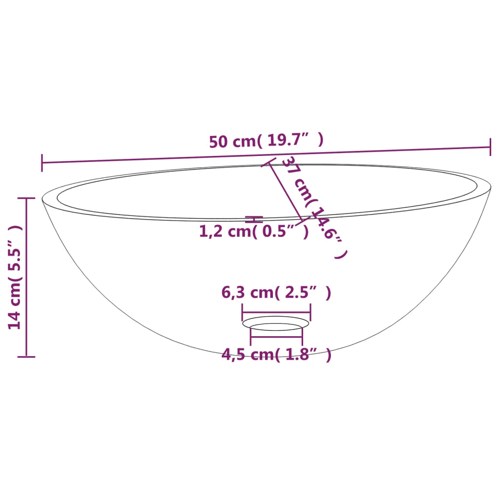 Lavandino in Vetro 50x37x14 cm Smerigliato 345243