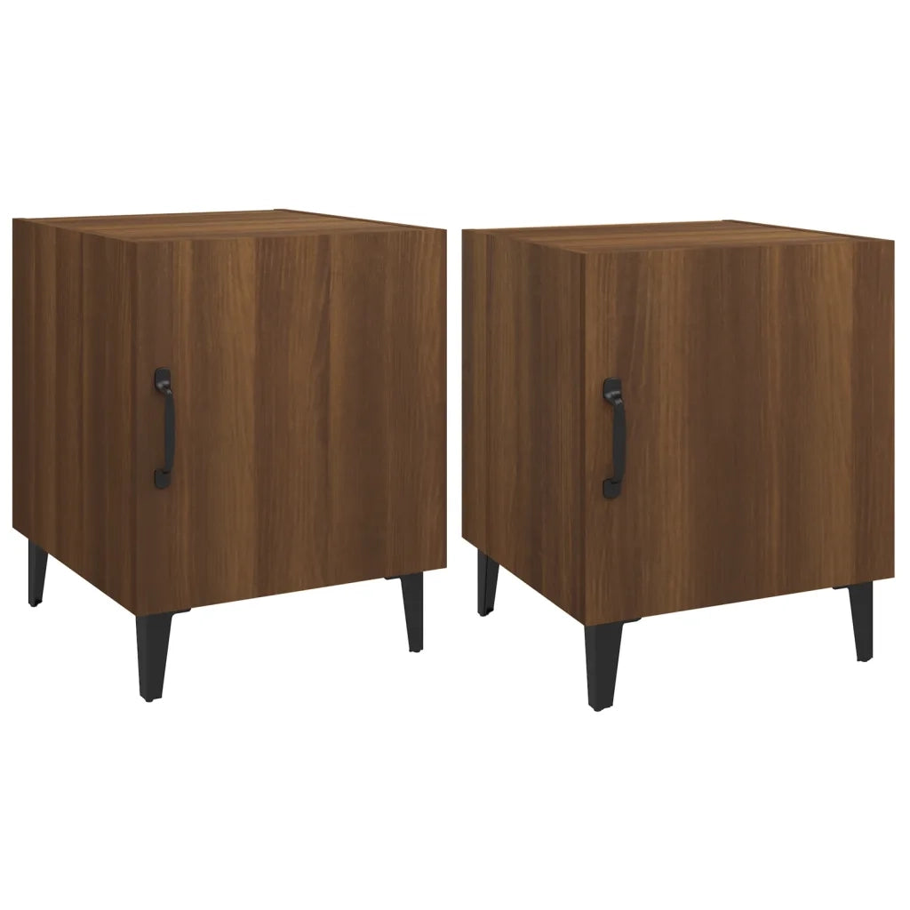 Comodini 2 pz Rovere Marrone in Legno Multistrato 817320