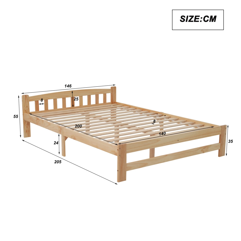 Letto futon in legno massello, letto matrimoniale, letto in legno massello naturale con testiera e rete a doghe, letto per ragazzi, letto per adulti,