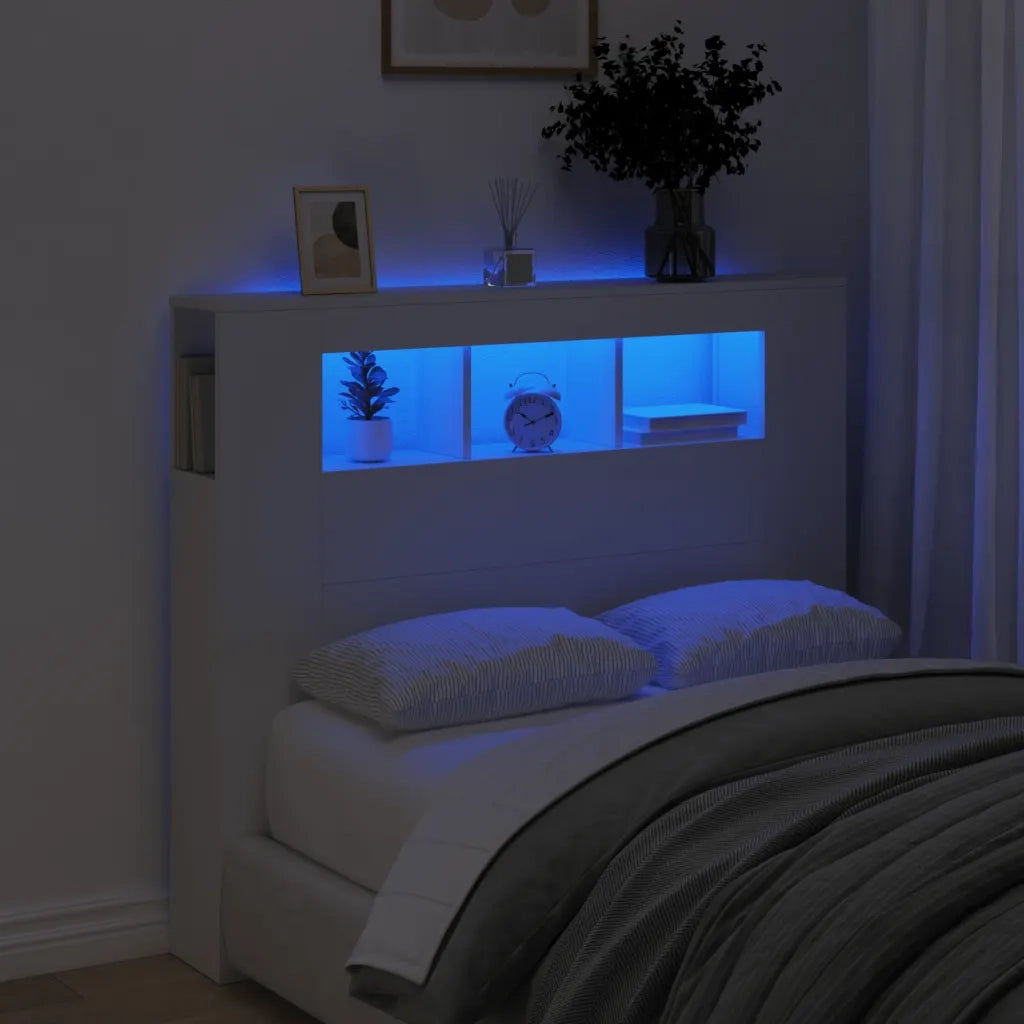Testiera | Testata LED Bianca 120x18,5x103,5 cm Legno Multistrato