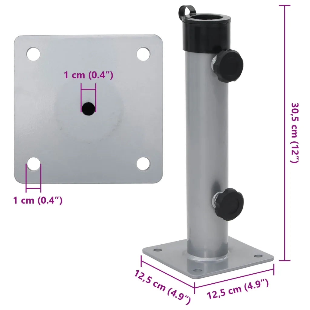 Base per Ombrellone per Palo-Supporto per ombrellone da ?38/48 mm Argento in Acciaio