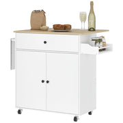 Tavolino da cucina con ruote ¨C zephmum ¨C con cassetto, ripiano regolabile, porta spezie e porta asciugamani