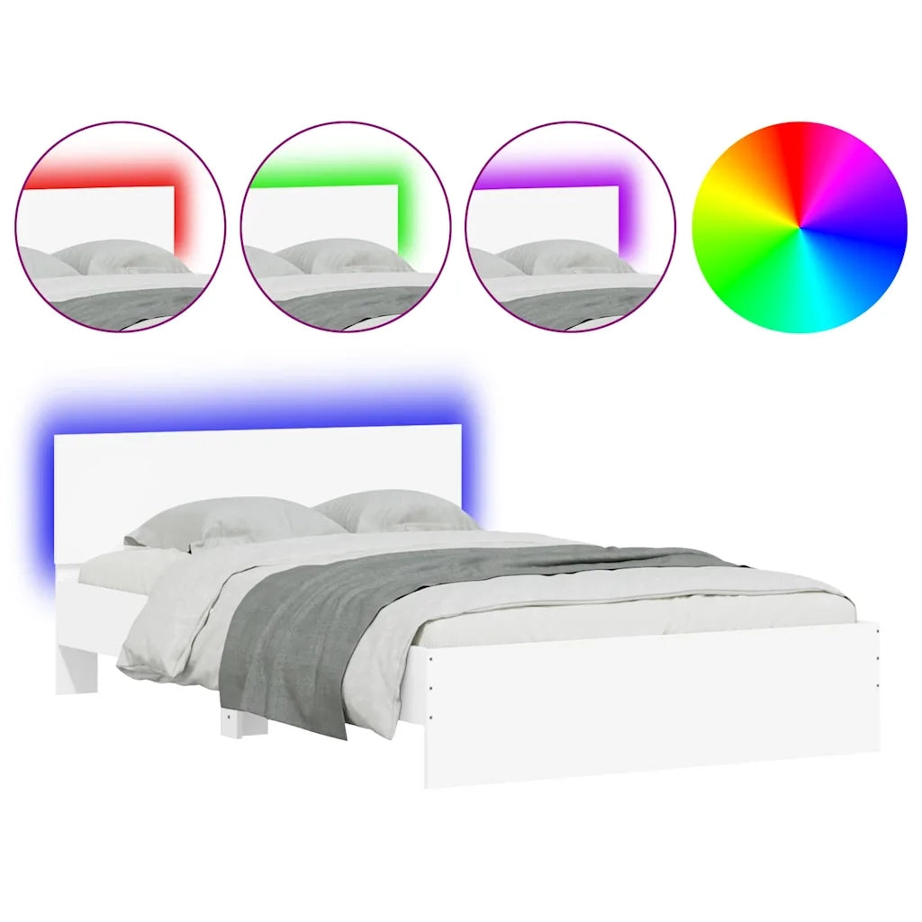 Giroletto con Testiera e LED-Struttura Letto con testiera Bianco 120x190 cm