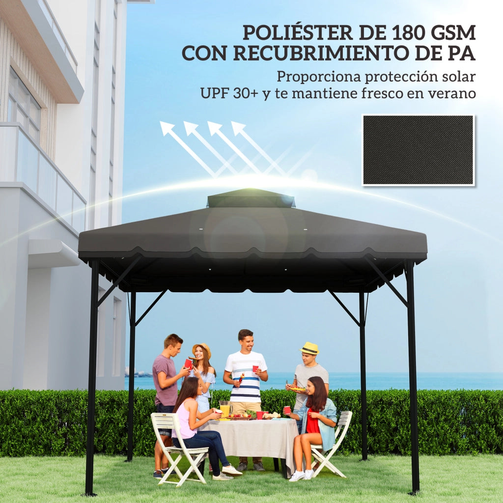 Telo di Ricambio per Gazebo 3x3 m ¨C Xylo ¨C Doppio Tetto con Fori di Drenaggio UPF 30+ Grigio Chiaro