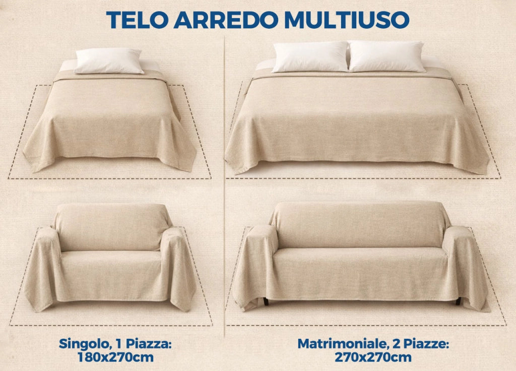 Telo Arredo Copritutto Salvadivano 100% Cotone Made In Italy Disegno Sambuco - Singolo - Lavanda