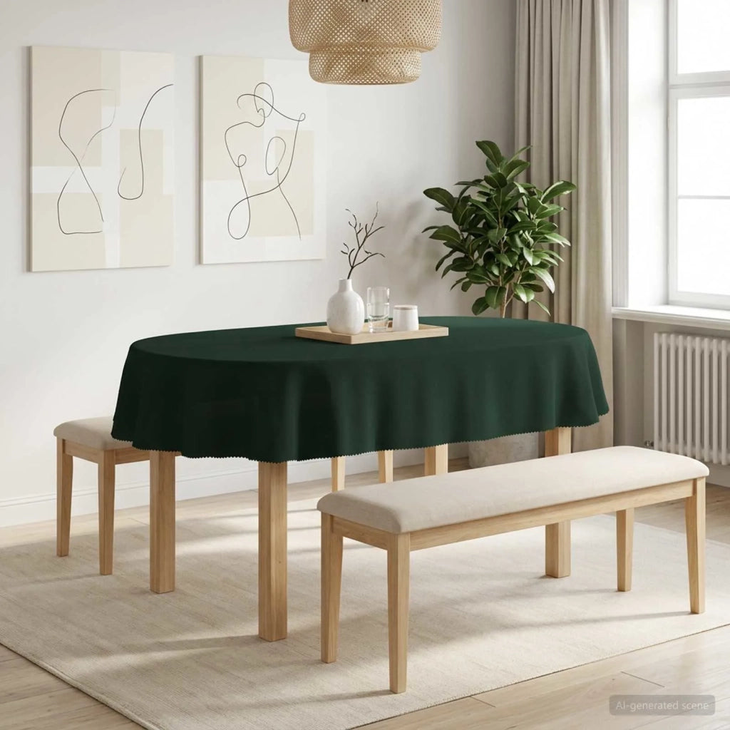 Tovaglia da Tavolo 5 pz Verde Scuro 160 x 220 cm Poliestere 42040284