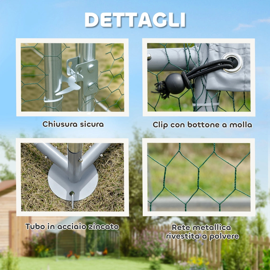 Recinto per Galline ¨C zephmum ¨C 3x3.4x1.9 m, Acciaio, Argento