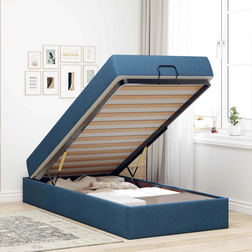 Letto singolo | Letto per adulti | Struttura letto con materasso 2 pcs Blu Tessuto