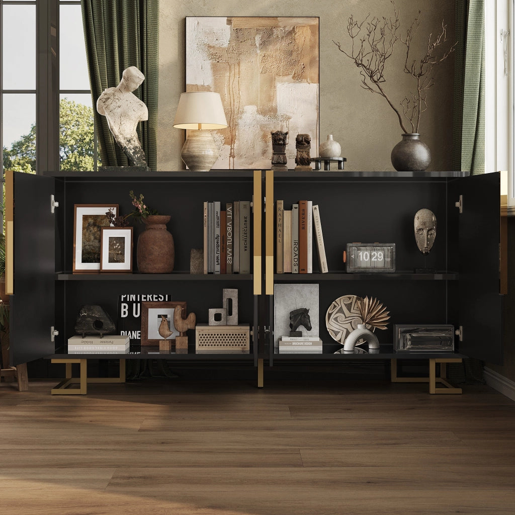 SIDEBOARD 152x40x75 cm Nero in MDF con 2 ante