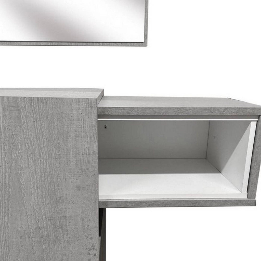 Limbadi, Mobile da Ingresso Specchio Incluso, 100x31x75h cm Grigio Cemento