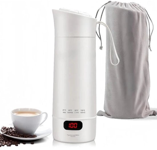 Mini bollitore da viaggio, 400 ml bollitore elettrico portatile, realizzato in acciaio inossidabile 304, con 4 impostazioni di temperatura regolabili e funzione di spegnimento automatico.