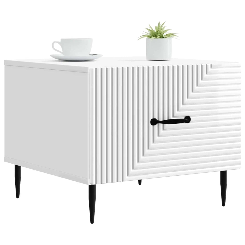Tavolino da salotto con cassetto Bianco Lucido 49 x 50 x 40 cm 894969
