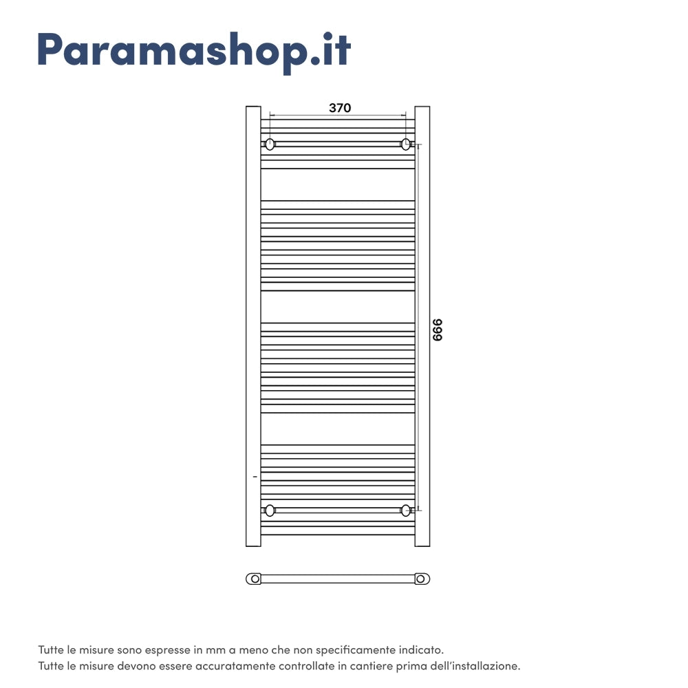 Termoarredo scaldasalviette 1200x500 cromato interasse 450 | Antares