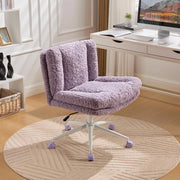 Poltrona Girevole da Ufficio ¨C MINIMAL ¨C Velluto Viola, Braccioli, Base in Metallo