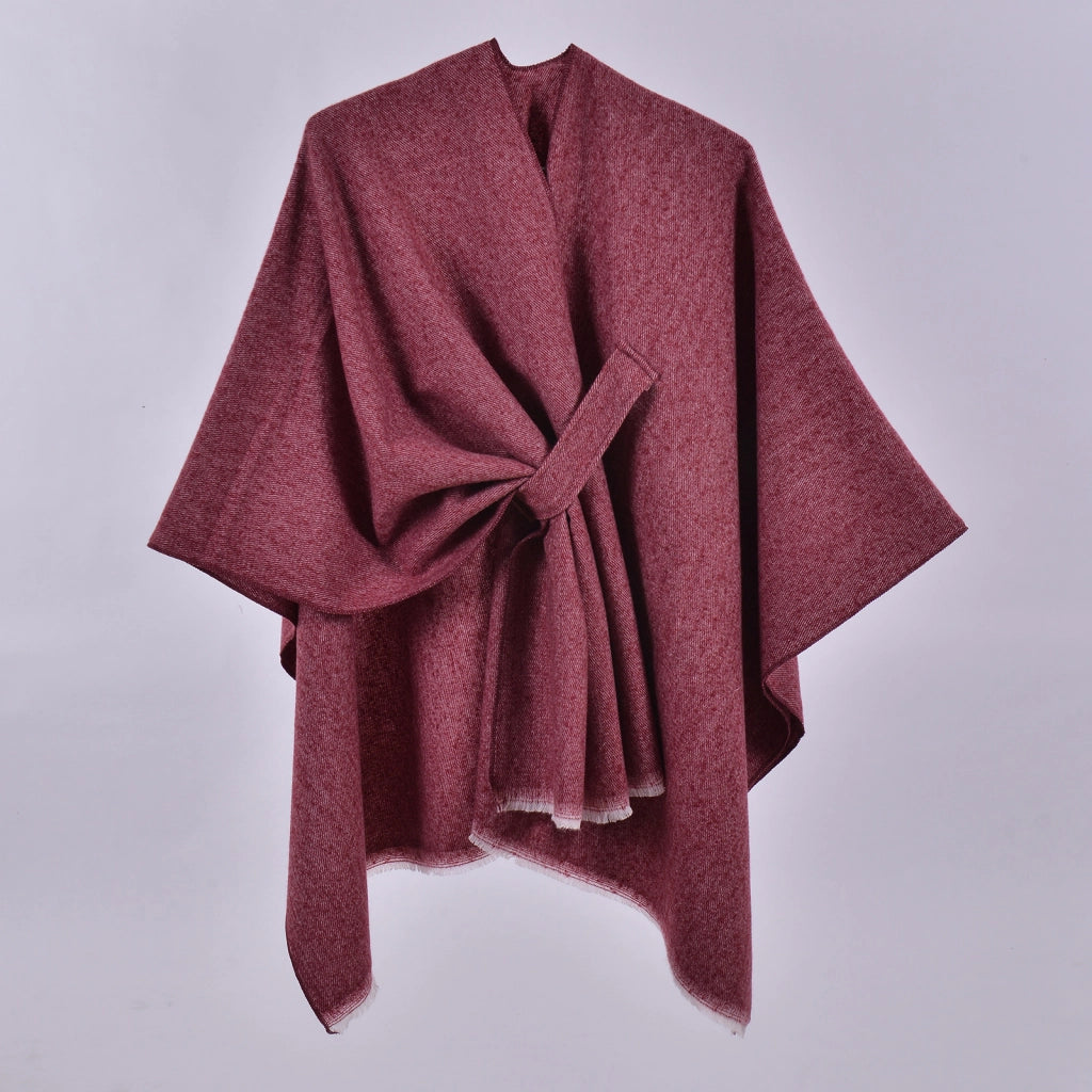 Nuovo mantello caldo da donna, semplice scialle in cashmere a tinta unita con spacco su entrambi i lati