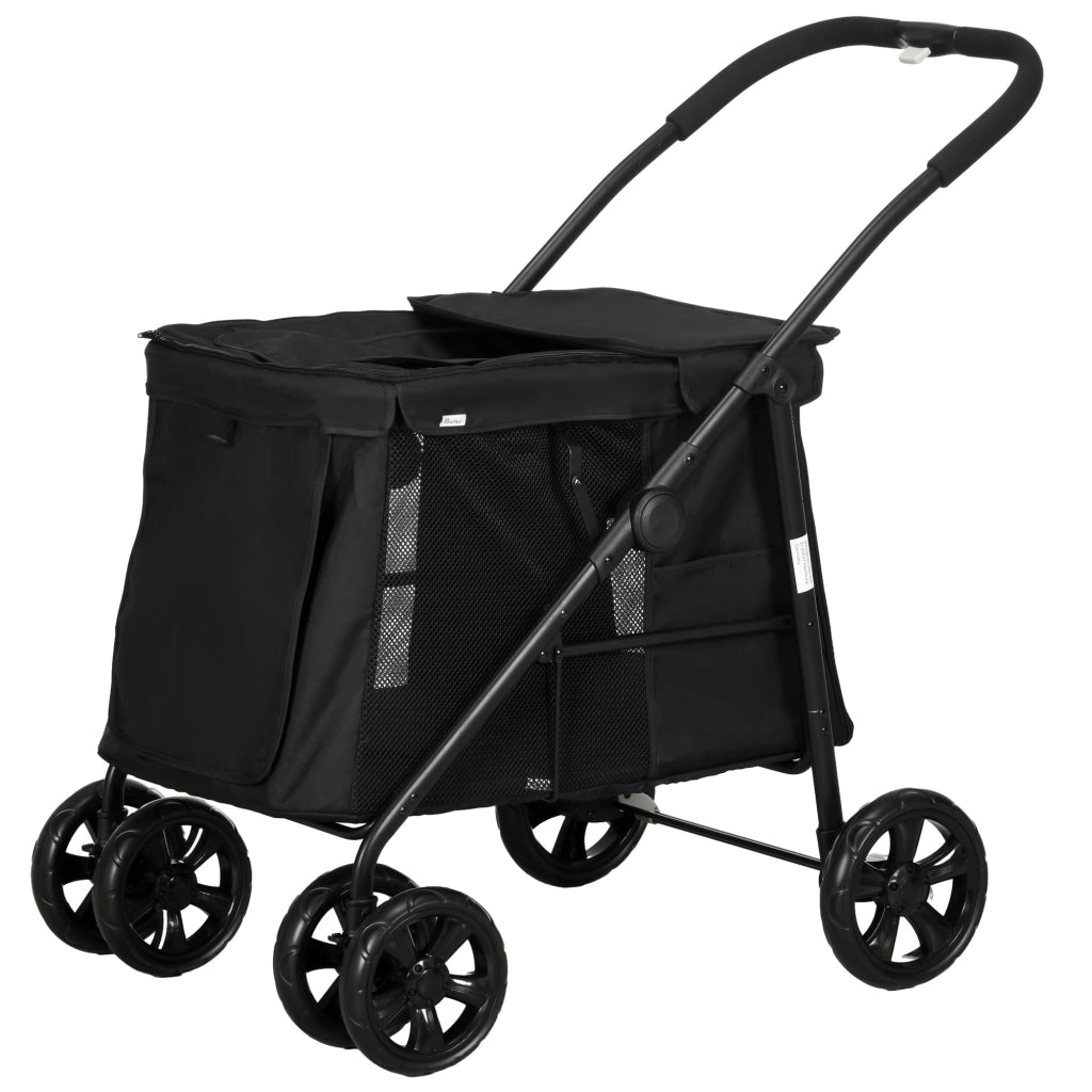 PASSEGGINO PER CANI PIEGHEVOLE 102x62x105 cm NERO