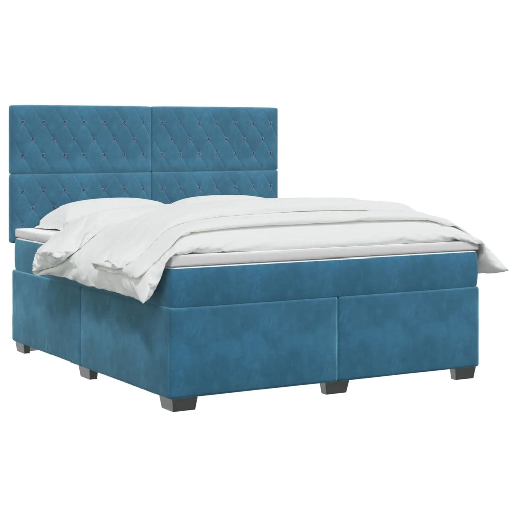 Letto box spring con materasso Blu 160 x 200 cm Velluto 3453672