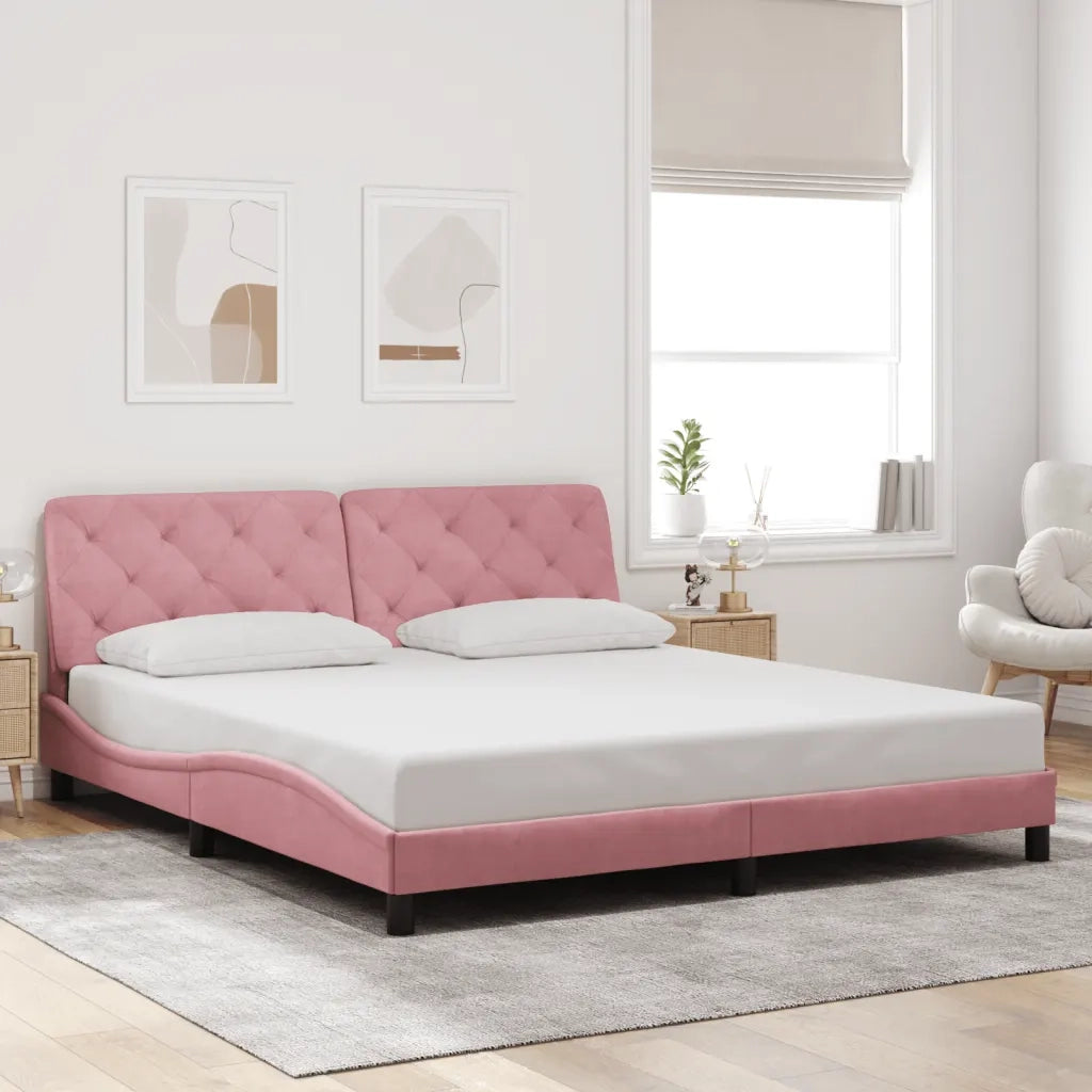 Giroletto con LED senza Materasso Rosa 180x200 cm in Velluto 3213872