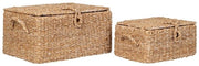Set di cesti in paglia di mare e ferro - Contenitori rustici per archiviazione - Organizzatori per la casa - Progetto versatile - 30x22x15cm & 40x28x20cm