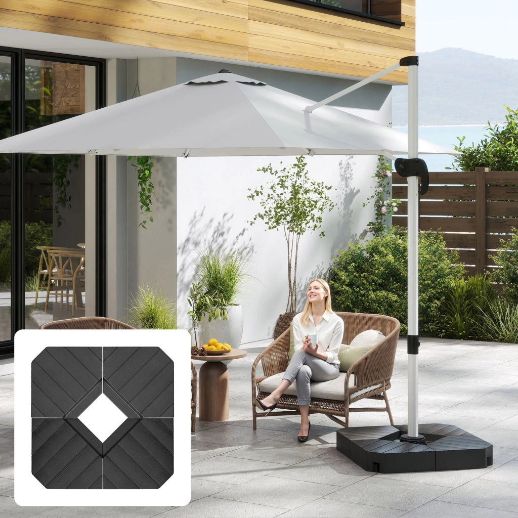 Set 4 Mattonelle Base per Ombrellone a Braccio ¨C Minimal ¨C Nero